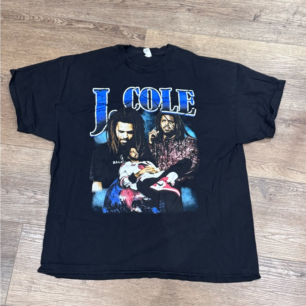 J Cole Graphic T-Shirt Black with Blue Design